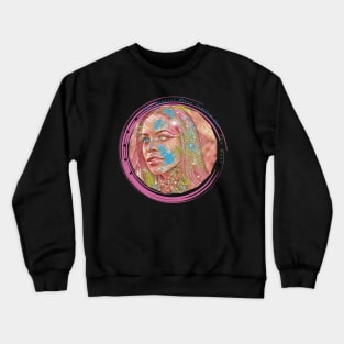 COMING SOON! YOU CAN REQUEST TO HAVE THE GOLDEN DESIGN REMOVED  TO REVEAL A CLEARER VERSION OF HER FACE. YOU CAN ALSO  CHANGE THE PINK CIRCLE OUTLINE COLOR, REMOVE THE SPARKLES, OR ADD TEXT (AT YOUR REQUEST). Crewneck Sweatshirt